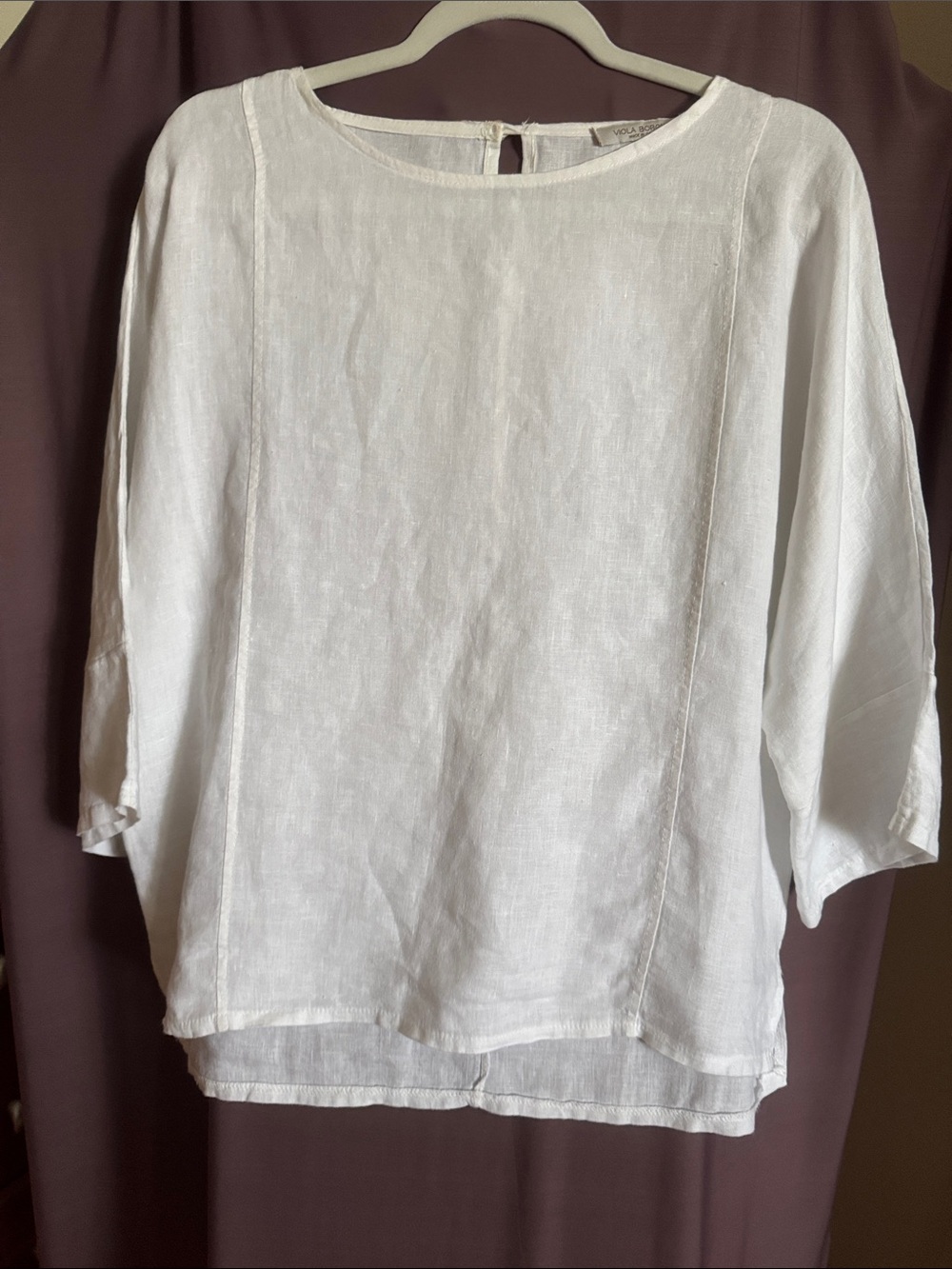 Relaxed White Linen Tunic Top - Scoop Neck